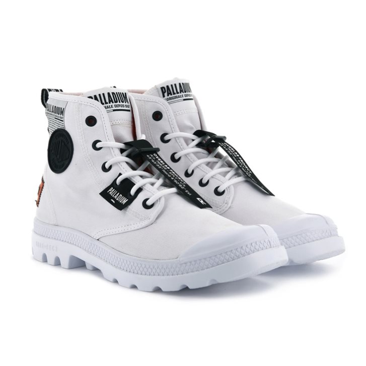 Palladium Pampa Lite Overlab Men's Boots White | UK P957-VPA